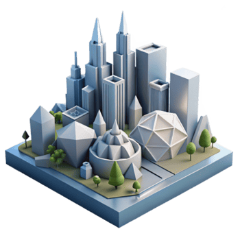 Isometric Cityscape Illustration Low Poly Buildings Urban Architecture 3D Model png