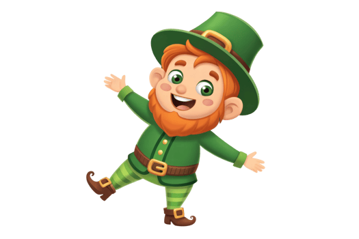 Cheerful leprechaun in green outfit celebrates joy png