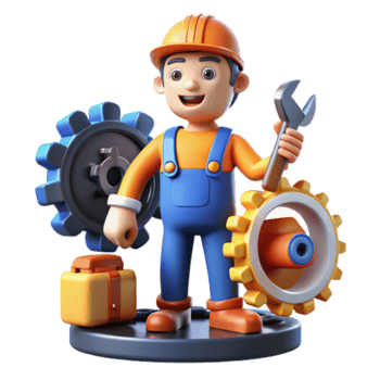 Cartoon Mechanic Illustration Gears Wrench Toolkit png