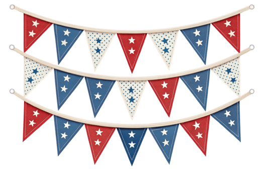 Red, white, and blue festive bunting png