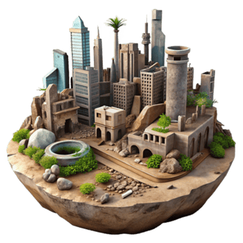 3D Render of Futuristic Cityscape on Island, Architectural Fantasy Illustration png