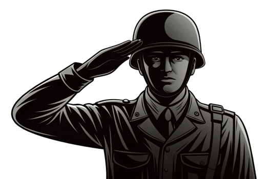 Soldier saluting in uniform with determination png