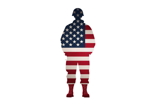 Soldier silhouette with flag design png