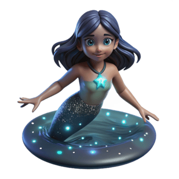 Adorable 3D Render of a Mermaid in a Magical Pool png