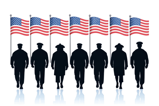 Figures before American flags png
