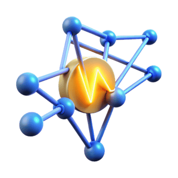 Render of Abstract Network Structure with Glowing Symbol png