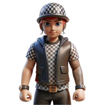 Stylish Render of a Checkered-Clad Cartoon Boy png