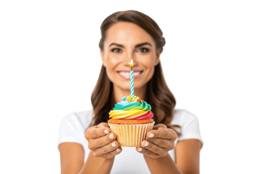 Celebrating with a colorful birthday cupcake png