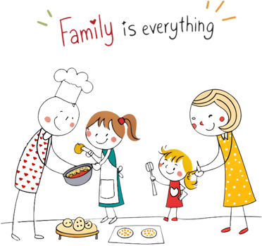 Simple and joyful family sketch featuring stick figures of kids. . png