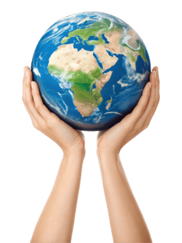 Caring hands support the Earth with love png