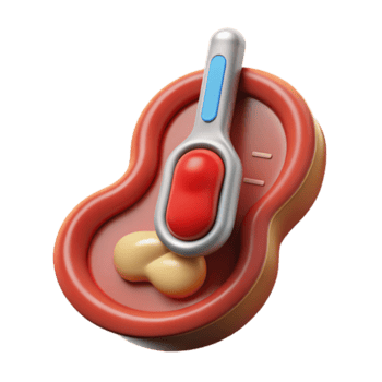 Render of a Thermometer Measuring Temperature on a Cartoonish Organ Illustration png