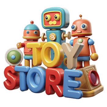Colorful Toy Store Illustration with Robots png