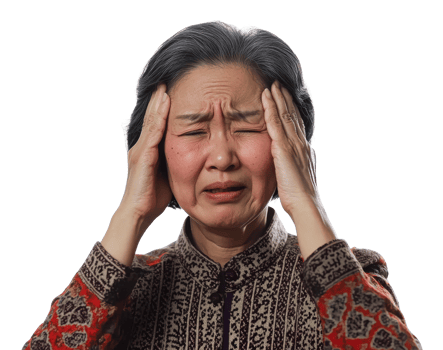 Elderly woman with a headache png