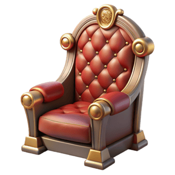 Royal Throne Chair Render Red and Gold Upholstery Luxury Furniture png