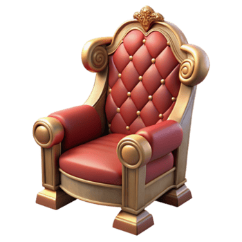 Royal Red and Gold Throne Chair Render png