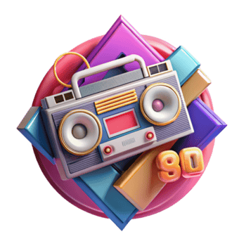 Retro Boombox 80s Style Render Illustration png