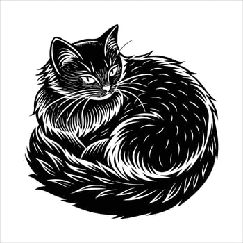 Cat silhouette breeds cat logo monogram vector