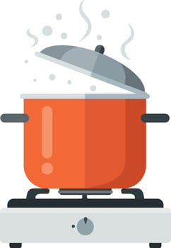 Simple icon of pot on stove cooking vector