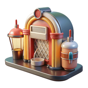 Retro Jukebox Render Illustration, Vintage Diner Design Element png