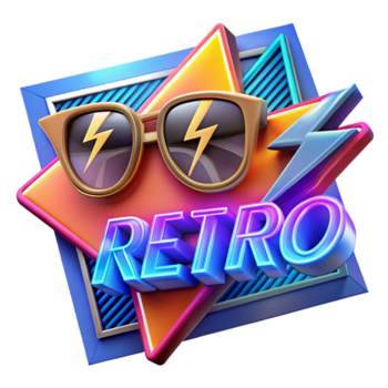 Retro Sunglasses Illustration Bright Colors Dynamic Design png