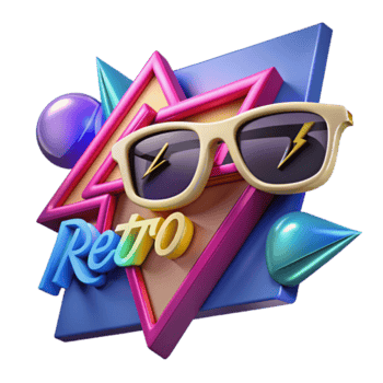 Retro Sunglasses Illustration Vibrant Colors Geometric Shapes Background Design png