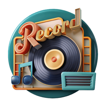 Retro Record Player Illustration Music Vinyl Design png
