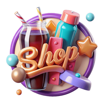 Shop Render Illustration with Drinks and Colorful Elements png