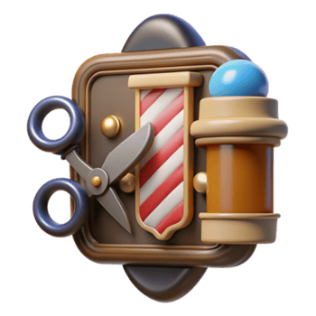 Render Barber Shop Icon Scissors Pole Cream png