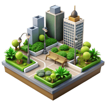 Isometric City Park Illustration Lush Greenery Urban Oasis Design png