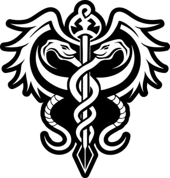 A glyph style icon of serpent staff symbol vector