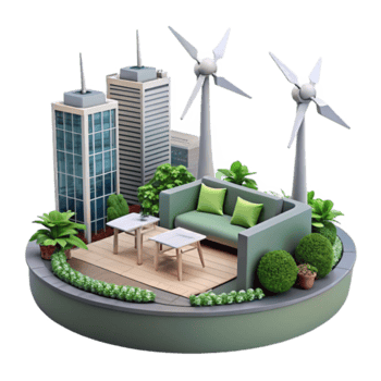Green City Rooftop Oasis Illustration Sustainable Urban Living png