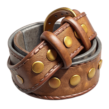 Render Brown Leather Belt with Golden Studs Illustration png