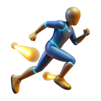 Render of Running Figure with Glowing Propulsion png