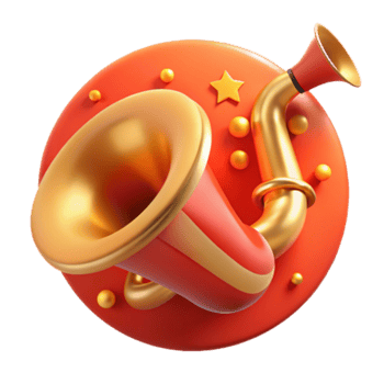 Red and Gold Trumpet Illustration Festive Musical Instrument Design png