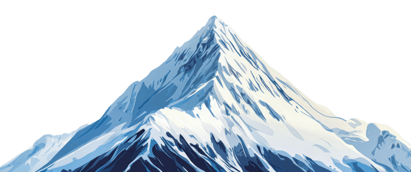 Snow-capped peak rises against clear sky backdrop png