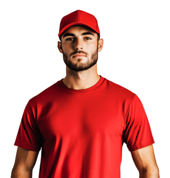 Young man wearing red clothing and cap png