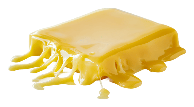 Melted yellow butter on a white background png