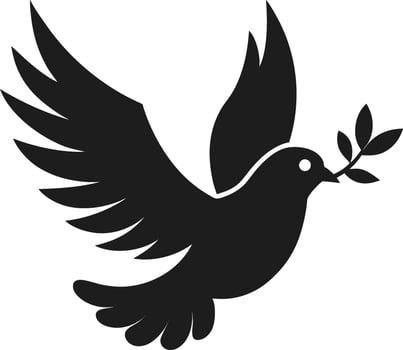 Dove of Peace Silhouette with Olive Branch vector