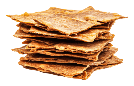Crispy snacks stacked in a neat arrangement png