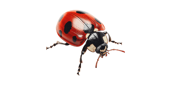 Ladybug with red and black spots isolated on transparent background png