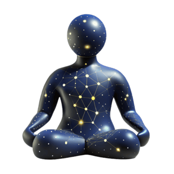 Illustration of a Meditator Connected by Luminous Network png