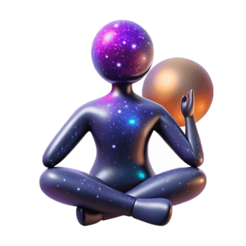 Cosmic Meditation Render Yoga Pose with Galaxy Figure and Celestial Sphere png