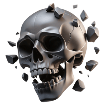 Render of Exploding Skull Graphic Resource png