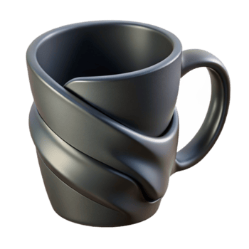 Abstract Render of a Twisted Black Mug png