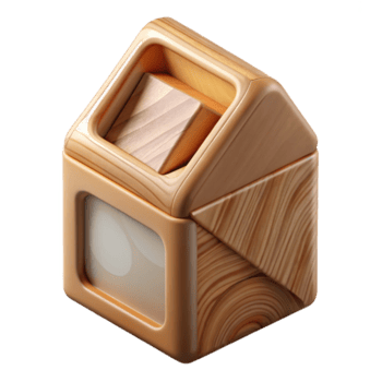 Render Wooden Puzzle House Block Toy Illustration png