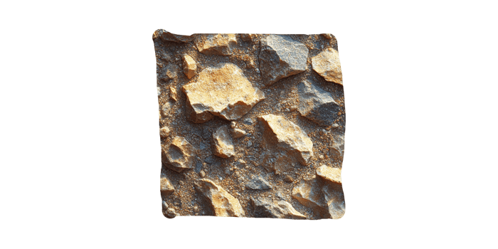 Rough stone texture with jagged edges isolated on transparent background png