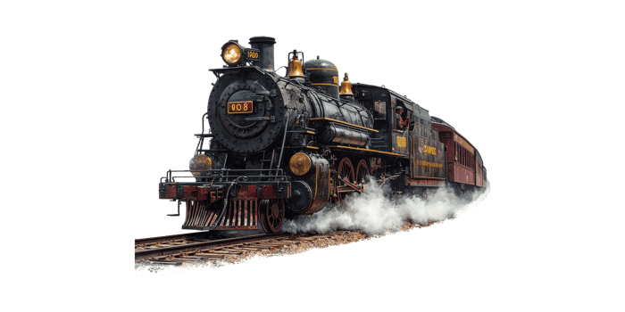 Vintage steam locomotive with smoke isolated on transparent background png