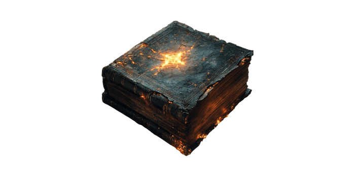 Ancient magic book with glowing star isolated on transparent background png