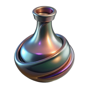 Iridescent Render of Abstract Swirling Vase png