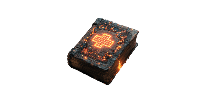 Ancient book with glowing cross symbol isolated on transparent background png